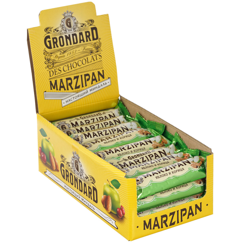  TM Grondard     (9388) Батончики глазированные Марципановые Яблоко-Корица, (24шт по 50г)     в Реутове