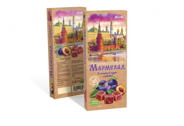 №2 Сладарт Мармелад Сливовый МОСКВА в сахарной пудре (642), 200г   в Реутове